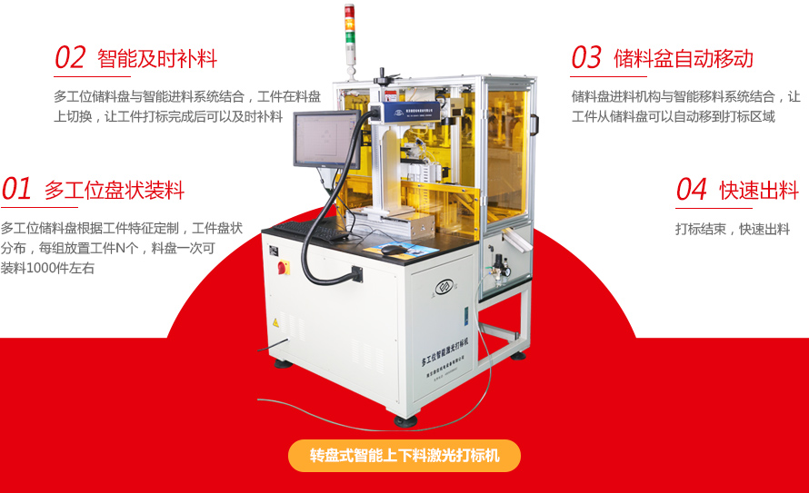 轉(zhuǎn)盤式智能上下料激光打標機 轉(zhuǎn)盤式智能上下料激光打標機